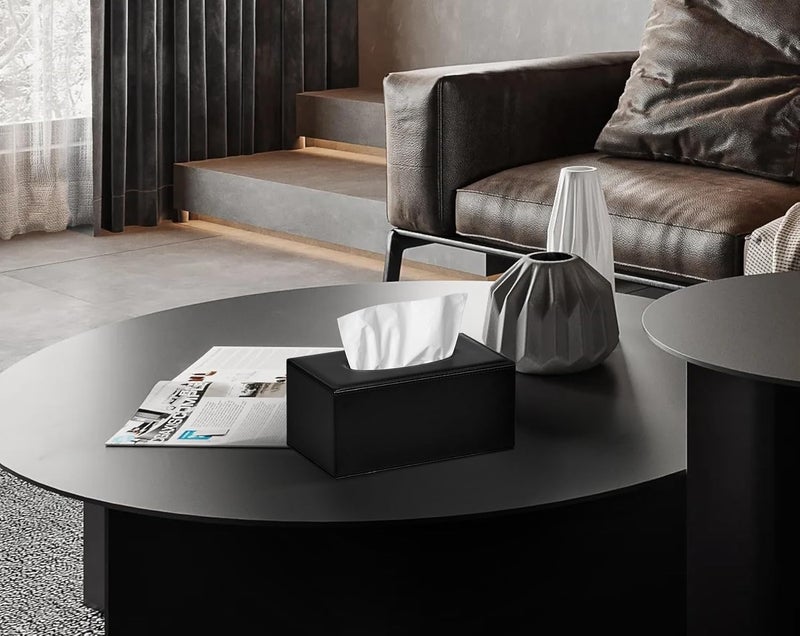 COLYLAN Tissue Box Cover Rectangular Tissue Box Holder for Bathroom (Black) - Image 3